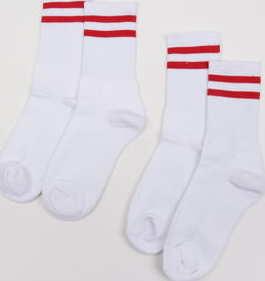 Urban Classics 2-Stripe Socks 2-Pack bílé / červené