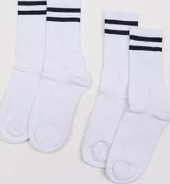 Urban Classics 2-Stripe Socks 2-Pack bílé / navy
