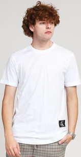 CALVIN KLEIN JEANS M Badge Turn Up Sleeve Tee bílé