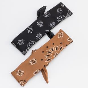 Urban Classics Satin Bandana 2-Pack černý / hnědý