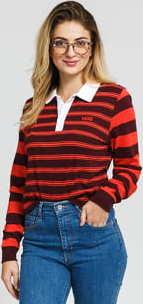 Vans WM Stripe Block Polo vínové / oranžové / bílé