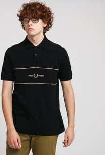 FRED PERRY Embroidered Panel Polo Tee černé