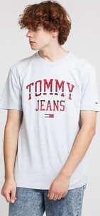 TOMMY JEANS M Plaid Collegiate Tee melange šedé