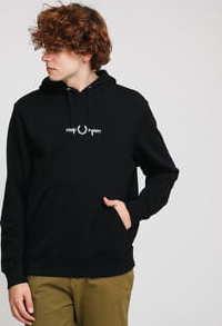 FRED PERRY Graphic Hooded Sweatshirt černá