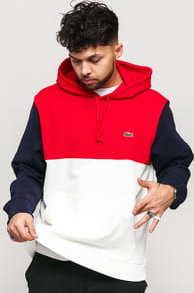 LACOSTE Men's Hooded Sweatshirt červená / bílá