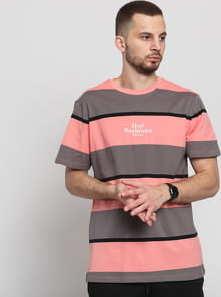 HUF Mazon Stripe Tee růžové / tmavě šedé / černé