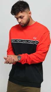 FRED PERRY Taped Chest Sweatshirt černá / oranžová