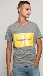CALVIN KLEIN JEANS Monogram Box Logo Slim Tee melange šedé