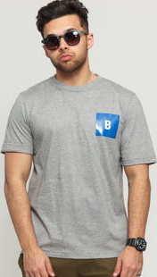 BAND OF OUTSIDERS B Logo Printed SS T-shirt melange šedé / modré