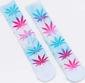 HUF Tiedye Leaves Plantlife Socks bílé / světle modré / tmavě růžové