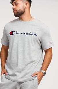 Champion Script Logo Crewneck Tee melange šedé