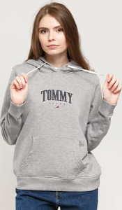 TOMMY JEANS W Essential Logo Hoodie melange šedá