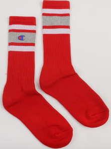Champion Crew Socks červené / melange šedé / bílé