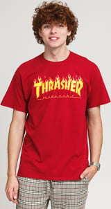 Thrasher Flame Logo Tee tmavě červené