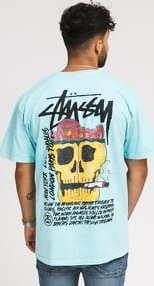 Stüssy Smokin' Skull Pig. Dyed Tee tyrkysové
