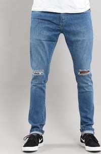 Urban Classics Slim Fit Knee Cut Denim Pant blue washed 38