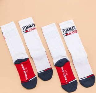 TOMMY JEANS TMJ 2Pack Vintage Cut Sock bílé / červené / navy