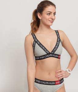 Calvin Klein Tringle Unlined Bralette 1981 melange šedé / černé / bílé