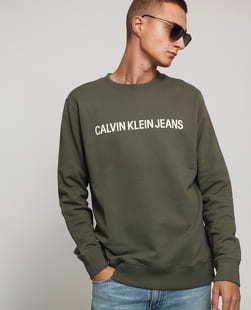 CALVIN KLEIN JEANS Institutional Logo Crewneck olivová