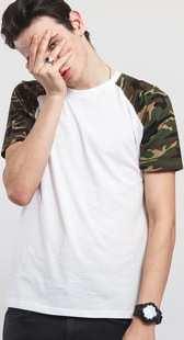 Urban Classics Raglan Contrast Tee bílé / camo zelené