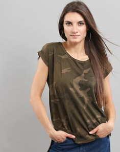 Urban Classics Ladies Camo Back Shaped Tee camo zelené