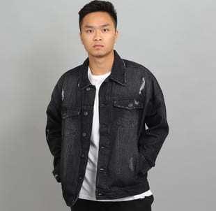 Urban Classics Ripped Denim Jacket black