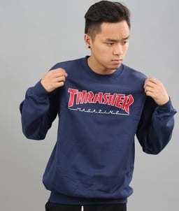 Thrasher Outlined Crewneck navy