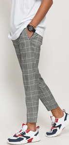 Urban Classics Cropped Comfort Glenchck Pants šedé / černé / bílé