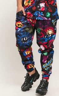 Pink Dolphin Airbrush Hallucinations Pants černé / multicolor