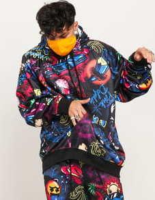Pink Dolphin Airbrush Hallucinations Hoodie černá / multicolor