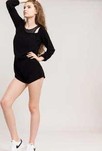 Urban Classics Ladies Short Longsleeve Overall černý