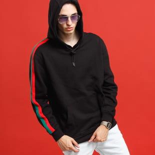 Urban Classics Stripe Shoulder Hoody černá / červená / zelená