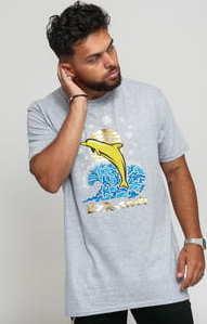 Pink Dolphin Splash Down Tee melange šedé