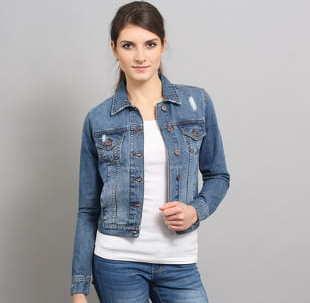 Urban Classics Ladies Denim Jacket ocean blue