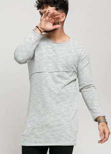 Urban Classics Fashion Long Terry Crew melange šedá