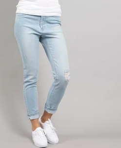 Urban Classics Ladies High Waist Skinny Denim Pants light blue 26