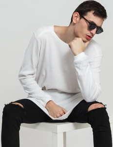Urban Classics Long Shaped Waffle L/S Tee bílé