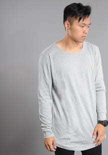 Urban Classics Long Shaped Fashion L/S melange šedé