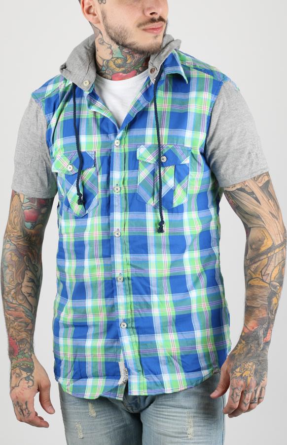 Košile Alcott CONTRAST SLEEVES CHECKS AND HOOD SHIRT