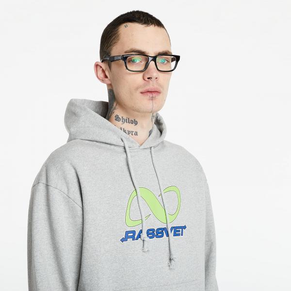 PACCBET Printed Hoodie Grey Melange/ Forest Green/ Red