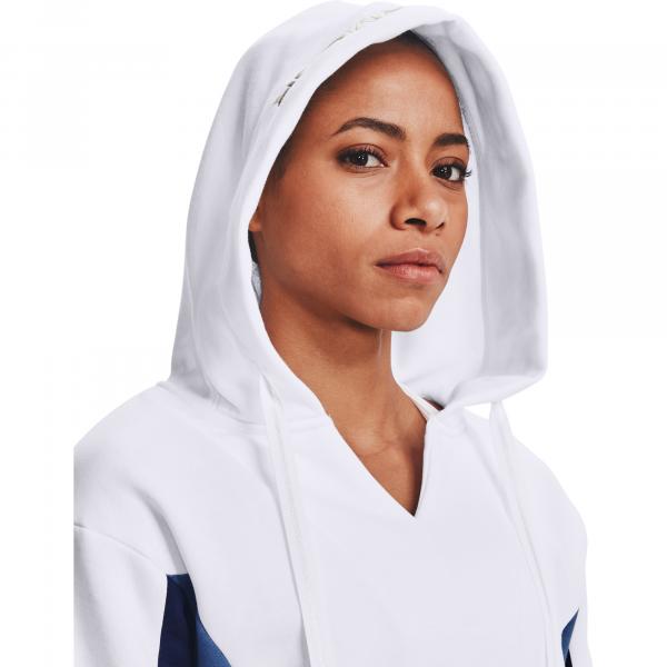 Under Armour W Rival Fleece EMB Hoodie White/ Midnight Navy/ Metallic Silver