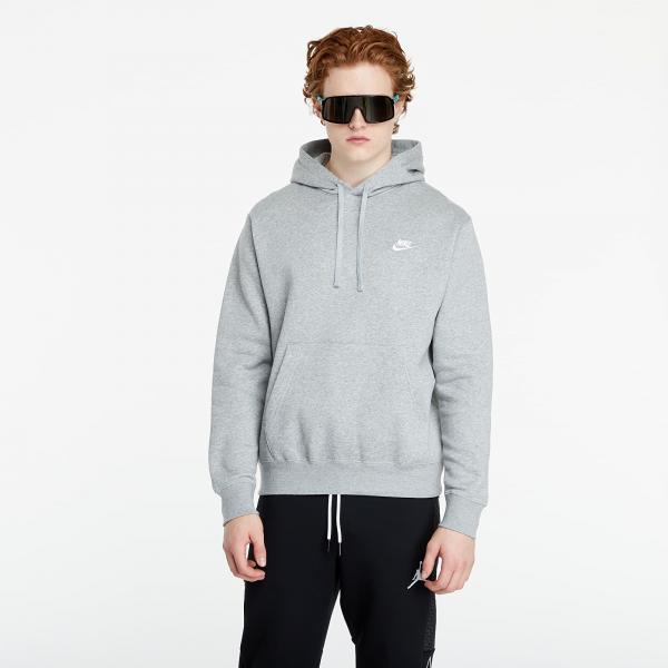 Nike Sportswear Club Fleece Pullover Hoodie Dk Grey Heather/ Matte Silver/ White