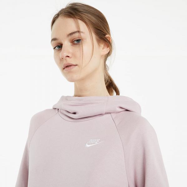 Nike Sportswear Essential Funnel-Neck Fleece Pullover Hoodie Champagne/ White