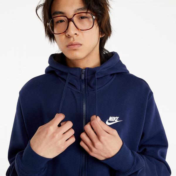 Nike Sportswear Club Fleece Men's Full-Zip Hoodie Midnight Navy/ White