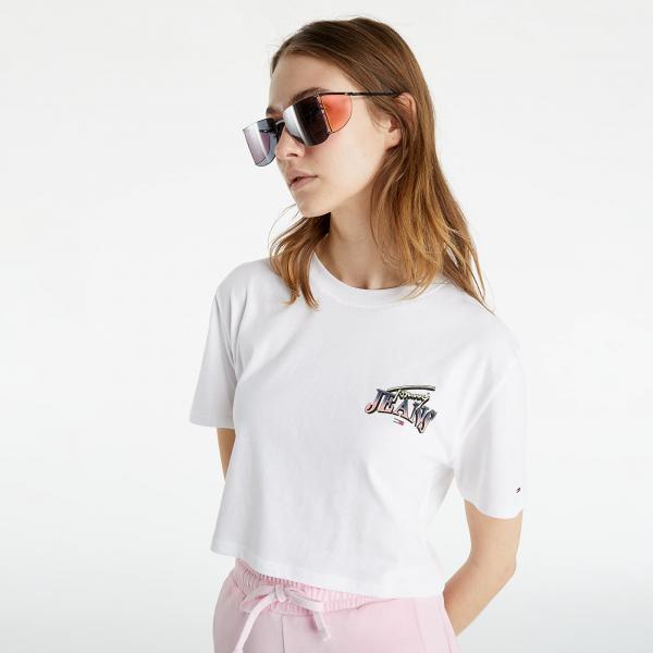 Tommy Jeans Super Crop Logo Tee White