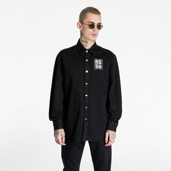 RAF SIMONS Straight Fit Denim Shirt Black