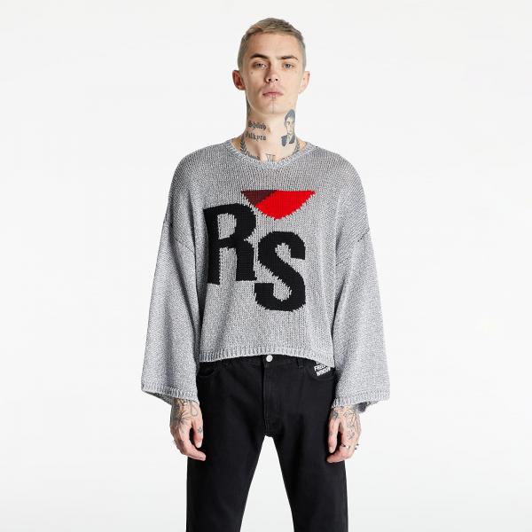 RAF SIMONS Short Oversized RS Sweater Silver
