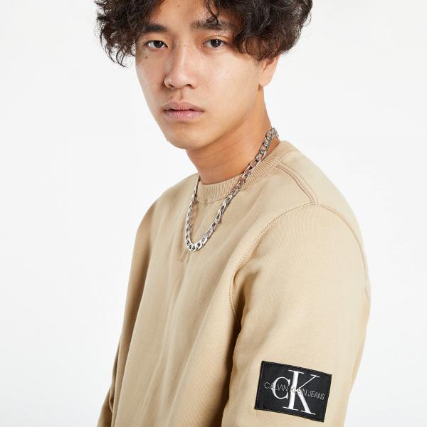 Calvin Klein Jeans Monogram Sleeve Badge Crew Neck Travertine