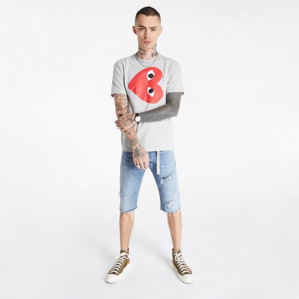Comme des Garçons PLAY Sideways Heart Logo Tee Grey/ Red