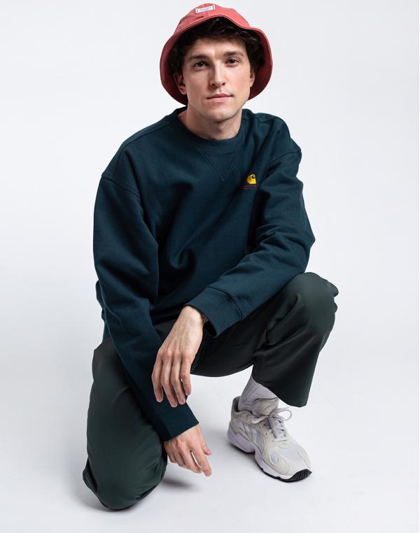 Carhartt WIP American Script Sweat Deep Lagoon XL